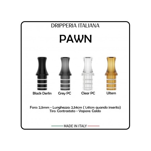 Drip Tip Dripperia Italiana x Kiwi Pawn Black Delrin