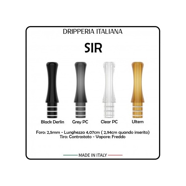 Drip Tip Dripperia Italiana x Kiwi Sir Black Delrin