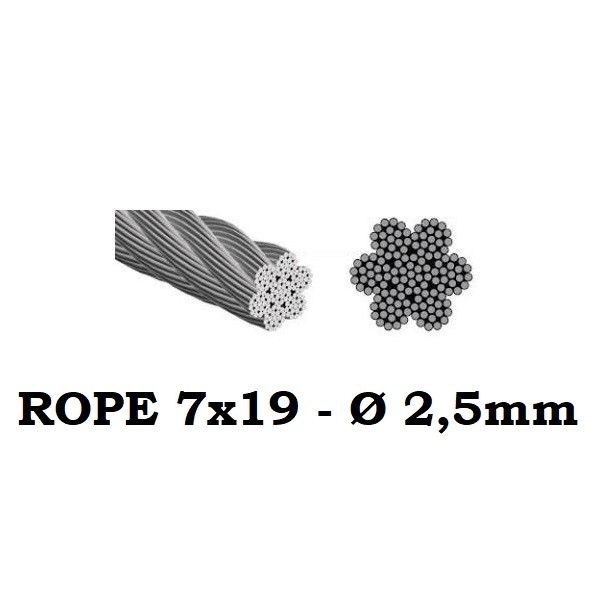 Stainless Steel Wire Rope 7x19 2,5mm